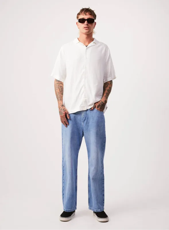 Afends Mens Pablo - Hemp Denim Baggy Jeans - Worn Blue sold by Afends