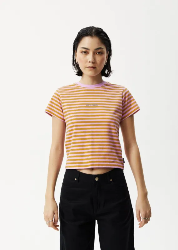 AFENDS Womens Jain - Baby Tee - Candy Stripe made by Afends