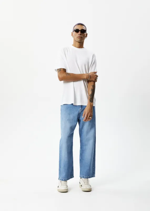 Afends Mens Pablo - Hemp Denim Baggy Jeans - Worn Blue sold by Afends