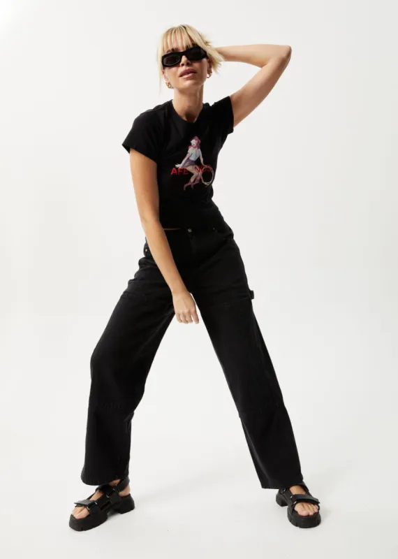 Afends Womens Sweet West - Recycled Baby T-Shirt - Black sold by Afends