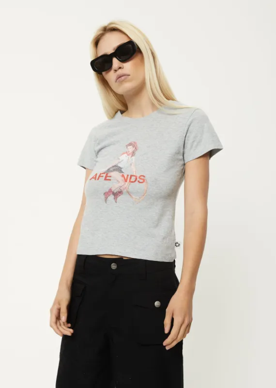 AFENDS Womens Sweet West - Baby Tee - Shadow Grey Marle sold by Afends