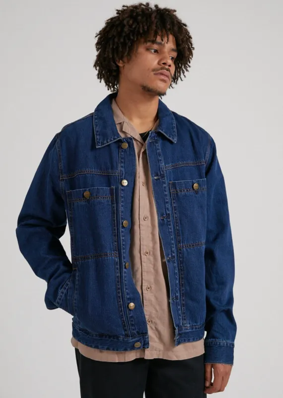 Afends Unisex Overtime - Unisex Hemp Denim Jacket - Indigo Rinse sold by Afends