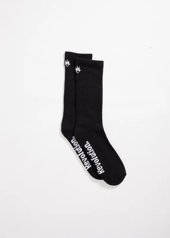 Afends Unisex Flame - Hemp Socks One Pack - Black sold by Afends