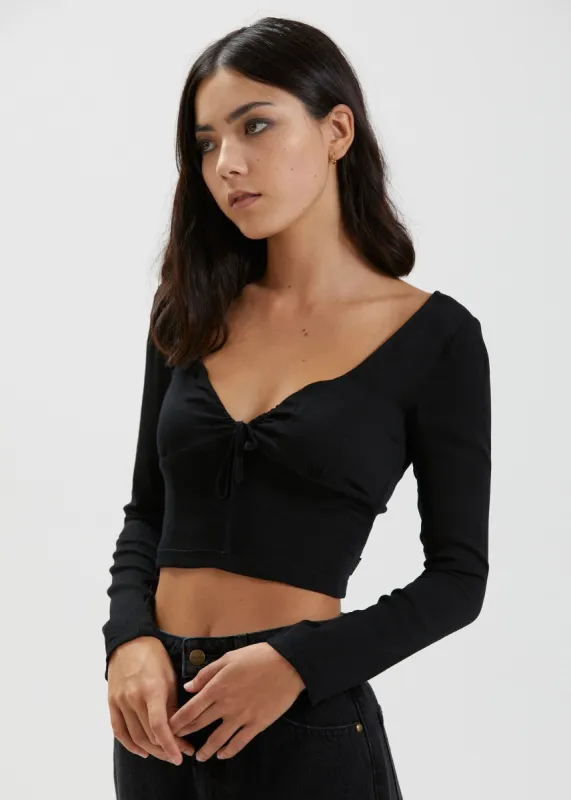 Afends Womens Jemmy - Recycled Long Sleeve Top - Black sold by Afends
