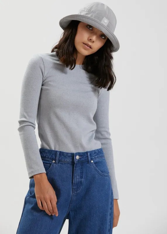 Afends Womens Harvey - Hemp Ribbed Long Sleeve Top  - Grey Marle sold by Afends