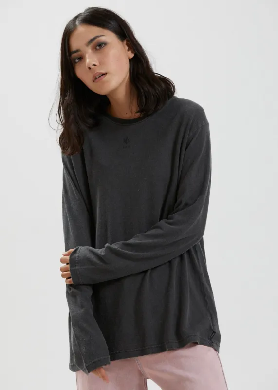 Afends Womens Saxe - Hemp Long Sleeve T-Shirt - Stone Black sold by Afends