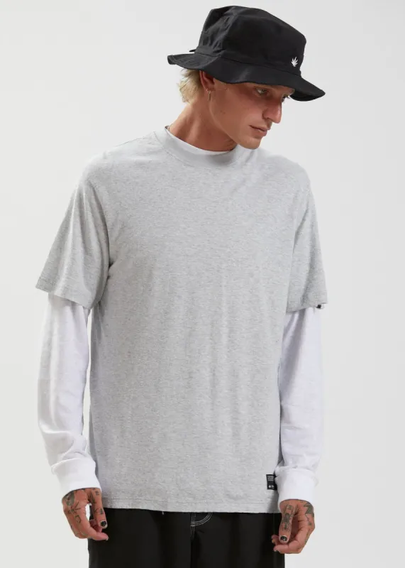Afends Mens Classic - Hemp Retro Fit Tee - Grey Marle sold by Afends