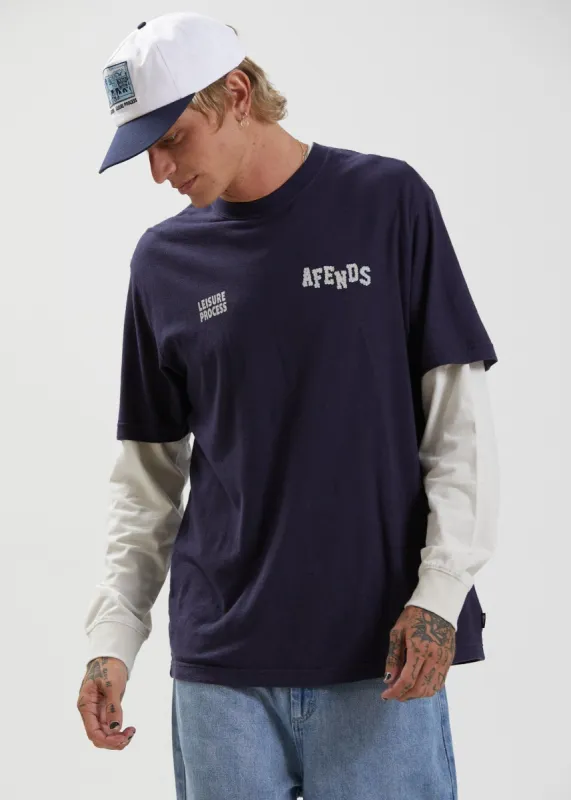 Afends Mens Max Relax - Hemp Retro Fit T-Shirt - Navy sold by Afends
