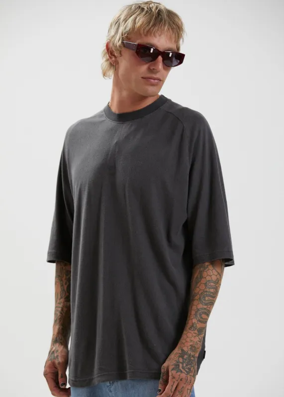 Afends Mens Cadet - Hemp Raglan T-Shirt - Stone Black sold by Afends