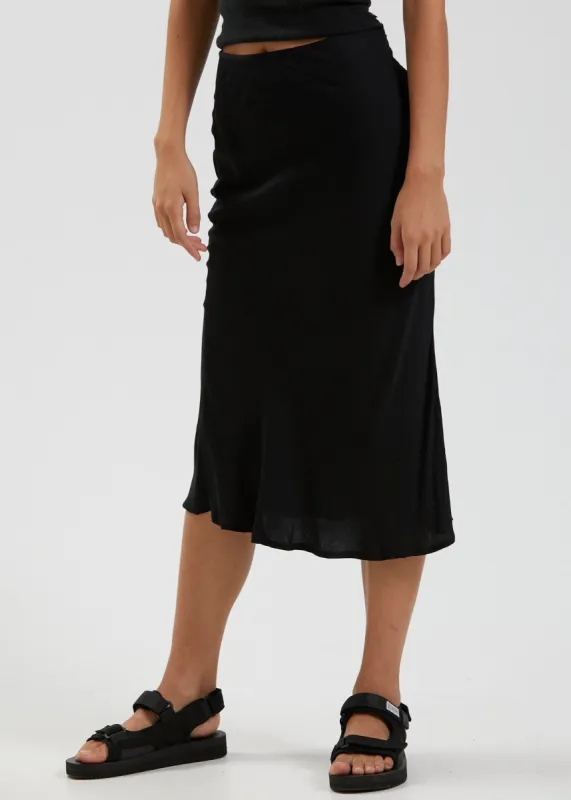 Afends Womens Janey - Recycled Midi Skirt - Black sold by Afends