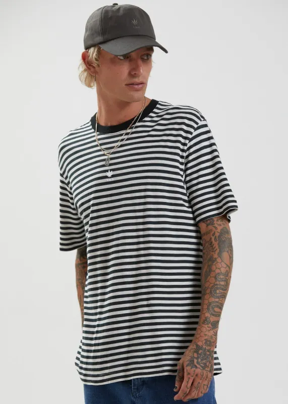 Afends Mens Azure - Hemp Stripe Retro Fit T-Shirt - Black sold by Afends