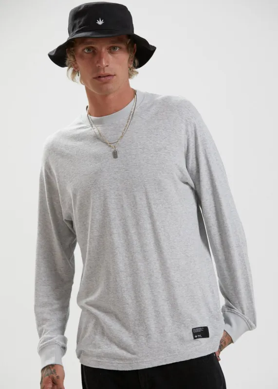 Afends Mens Essential - Hemp Retro Fit Long Sleeve Tee - Grey Marle sold by Afends