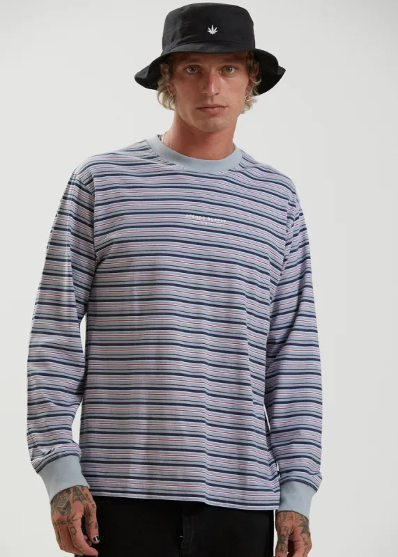 Afends Mens Surplus - Recycled Stripe Long Sleeve T-Shirt - Shadow sold by Afends