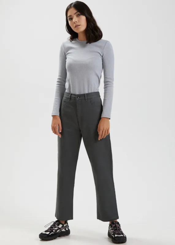 Afends Womens Shelby - Hemp Twill High Waist Wide Leg Pant - Charcoal sold by Afends