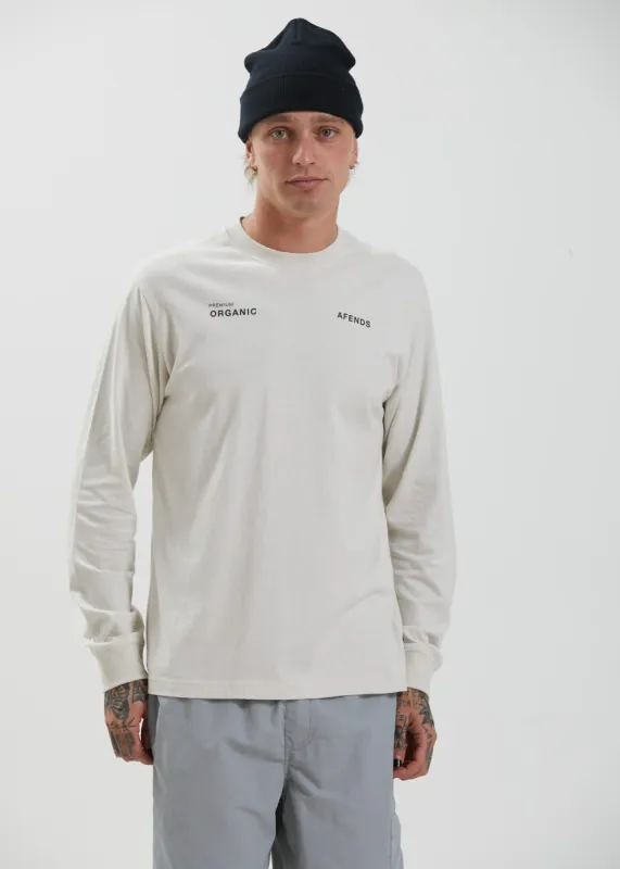 Afends Unisex Boundary - Unisex Organic Long Sleeve T-Shirt - Off White sold by Afends