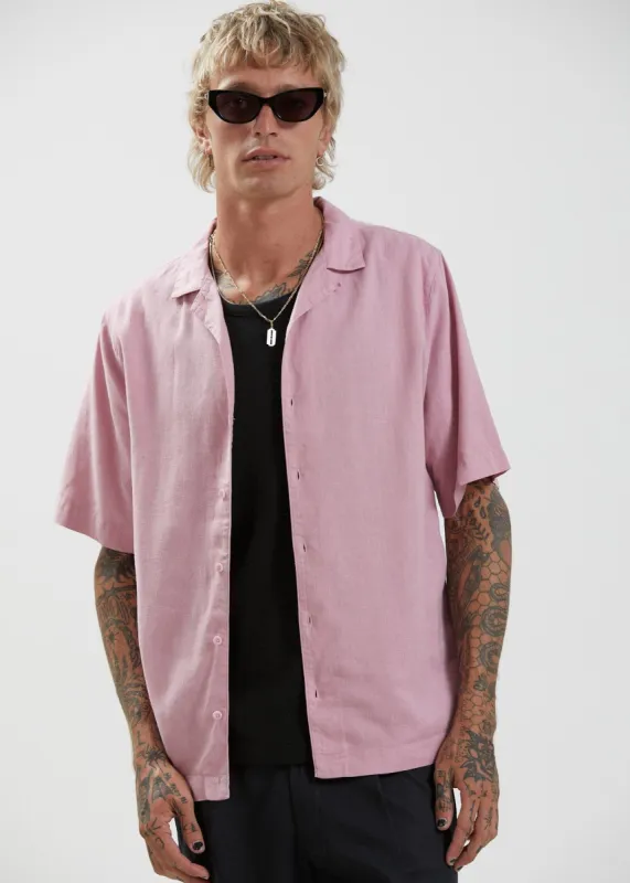 Afends Mens Daily - Hemp Cuban Short Sleeve Shirt - Smokey Pink made by Afends