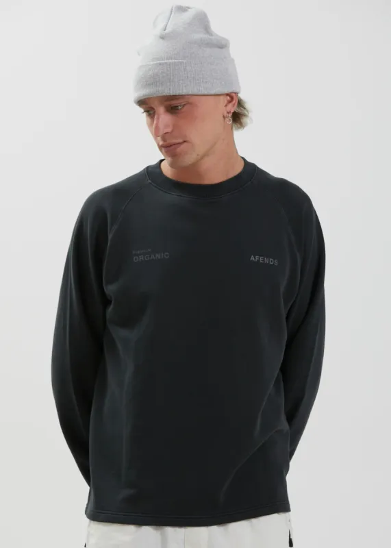 Afends Unisex Boundary - Unisex Organic Crew Neck Jumper - Faded Black sold by Afends