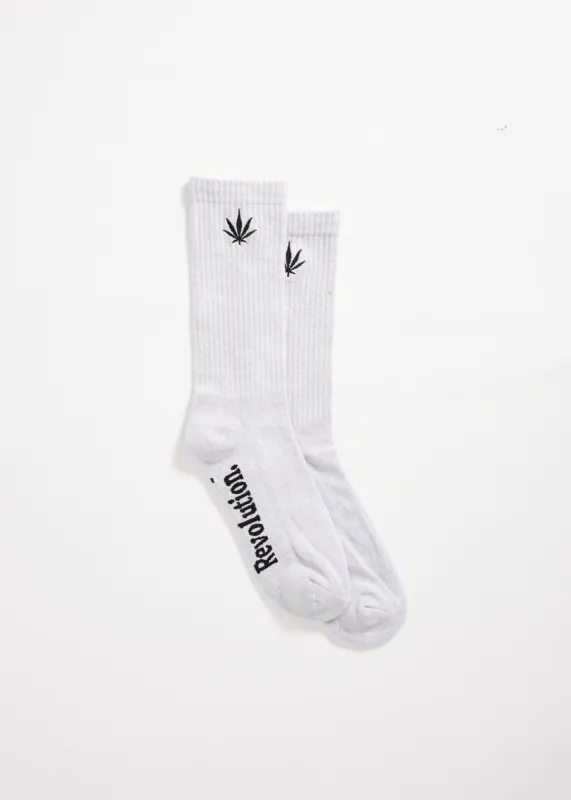 Afends Unisex White Noise - Hemp Crew Socks - Shadow sold by Afends
