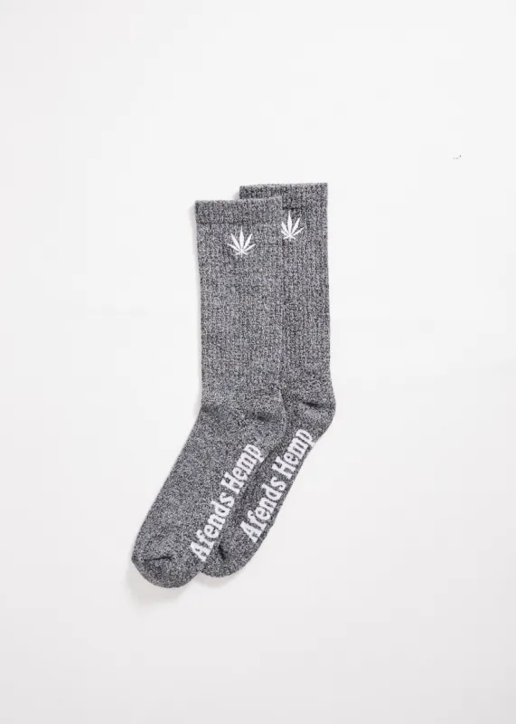 Afends Unisex White Noise - Hemp Crew Socks - Black Speckle sold by Afends