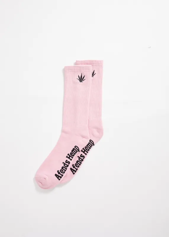 Afends Unisex Happy Hemp - Socks One Pack - Smokey Pink sold by Afends