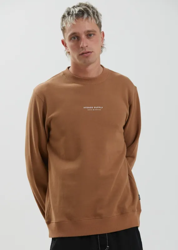 Afends Mens Supply - Recycled Crew Neck Jumper - Camel sold by Afends