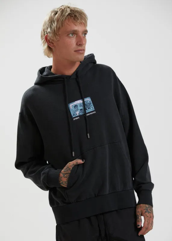 Afends Mens Leisure Process - Hemp Hoodie - Faded Black sold by Afends