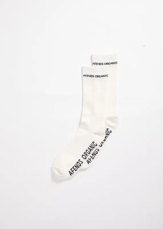 Afends Unisex Boundary - Organic Crew Socks  - Off White sold by Afends