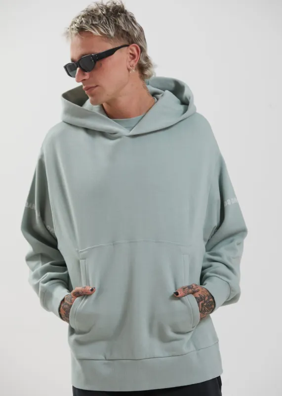 Afends Unisex Boundary - Unisex Organic Hoodie - Smoke Green sold by Afends