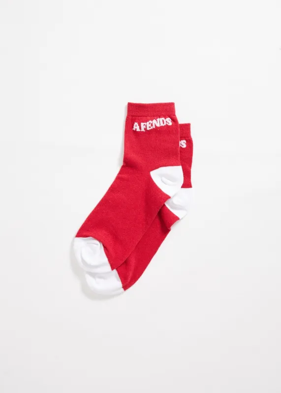 Afends Unisex Connect - Hemp Crew Socks - Deep Red sold by Afends