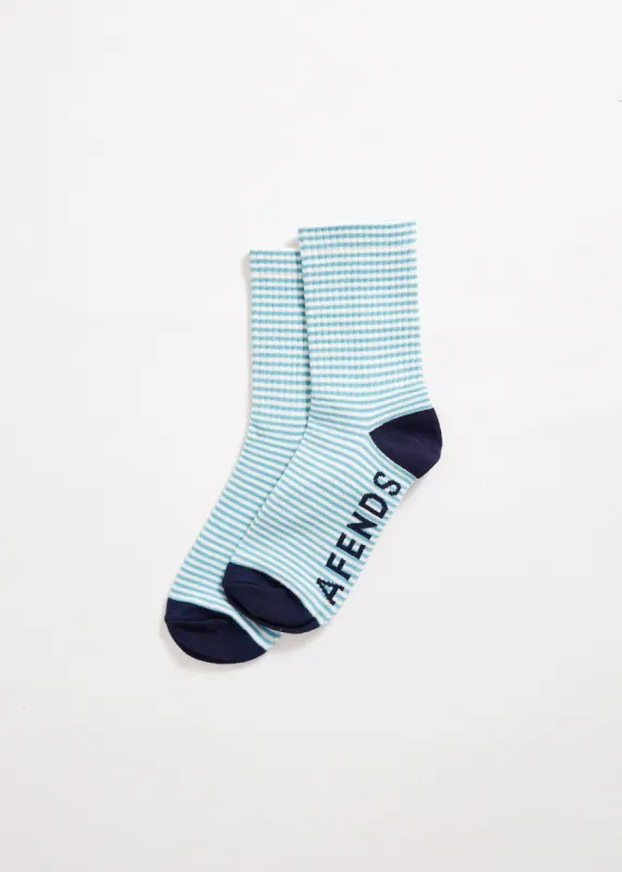 Afends Unisex Saxe - Hemp Stripe Crew Socks - Marine sold by Afends
