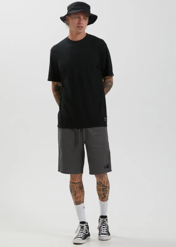 Afends Mens Dendy - Hemp Elastic Waist Short - Charcoal sold by Afends