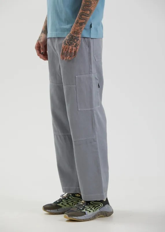 Afends Mens Richmond - Hemp Canvas Baggy Workwear Pants - Shadow sold by Afends