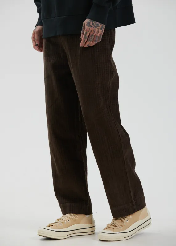 Afends Mens Couch Surfer - Hemp Check Corduroy Baggy Pants - Coffee sold by Afends