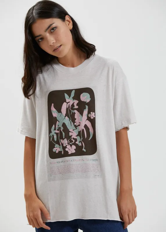 Afends Womens Organic Planet - Hemp Oversized Graphic T-Shirt - Off White sold by Afends