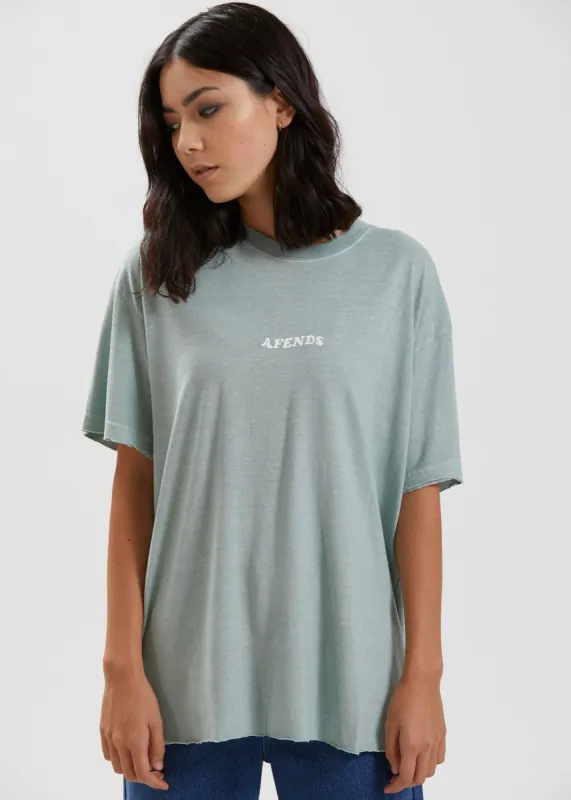 Afends Womens Grow Some - Hemp Oversized T-Shirt - Smoke Green sold by Afends