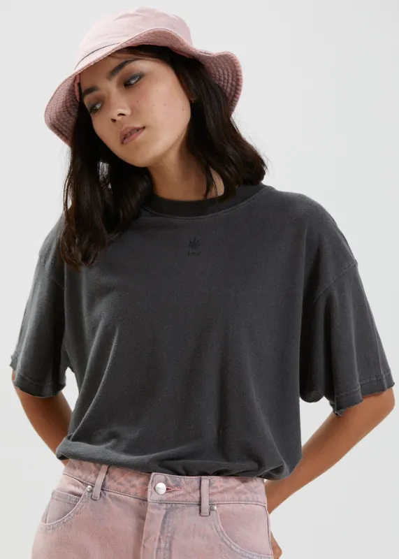 Afends Womens Saxe - Hemp Oversized T-Shirt - Stone Black sold by Afends