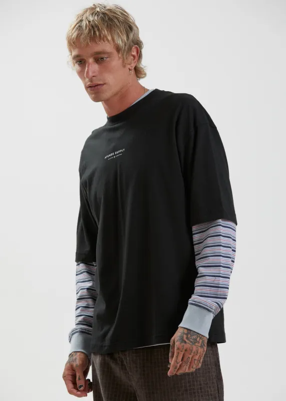 Afends Mens Supply - Recycled Oversized T-Shirt - Black sold by Afends
