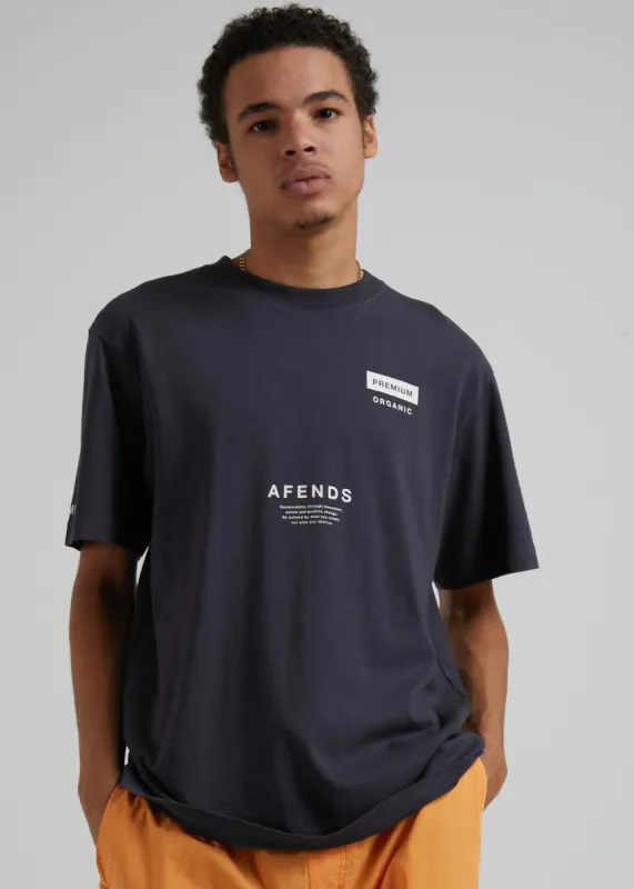 Afends Unisex Maximum  - Unisex Organic Retro Fit T-Shirt - Charcoal sold by Afends