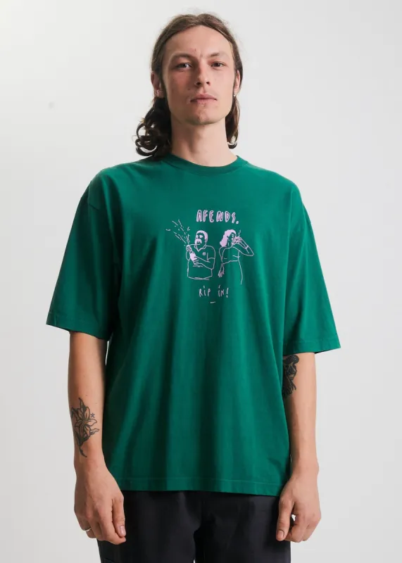 Afends Unisex Rip In - Unisex Recycled Oversized Graphic T-Shirt - Forest sold by Afends