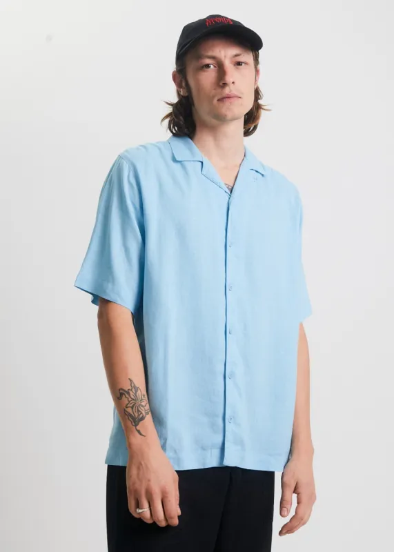 Afends Mens Daily - Hemp Cuban Short Sleeve Shirt - Sky Blue made by Afends