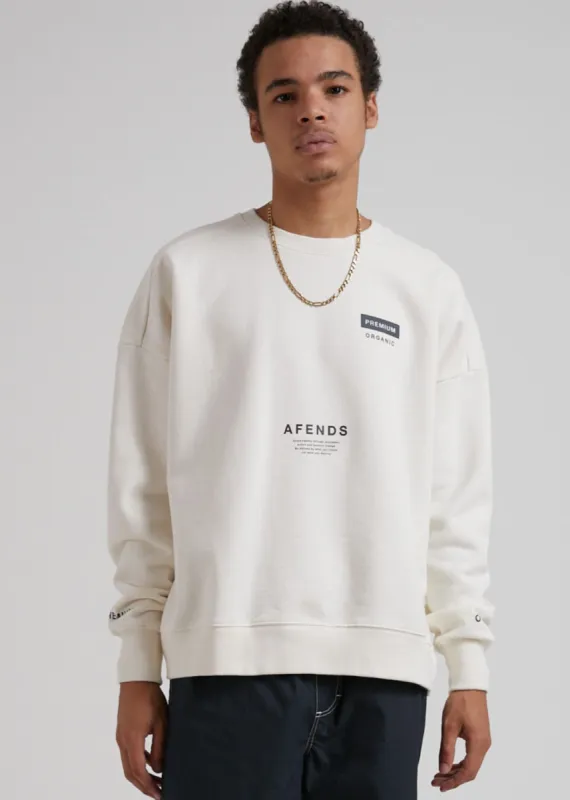 Afends Unisex Maximum  - Unisex Organic Crew Neck Jumper - Off White sold by Afends