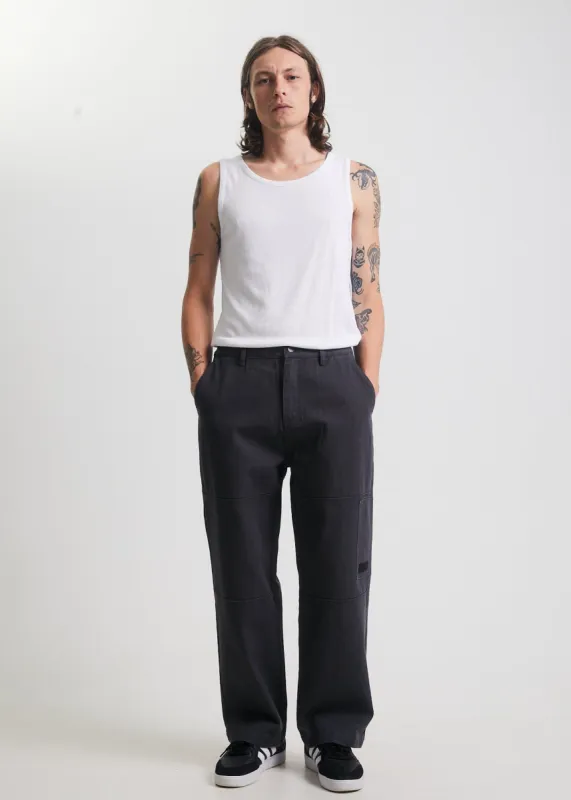 Afends Mens Richmond Utility - Organic Canvas Baggy Workwear Pants - Charcoal sold by Afends
