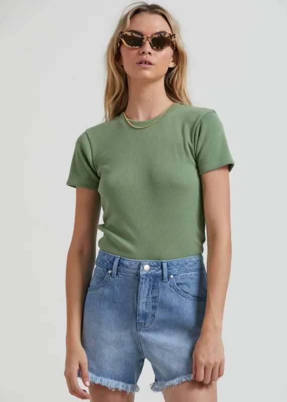 Afends Womens Replay - Hemp Ribbed T-Shirt - Moss sold by Afends