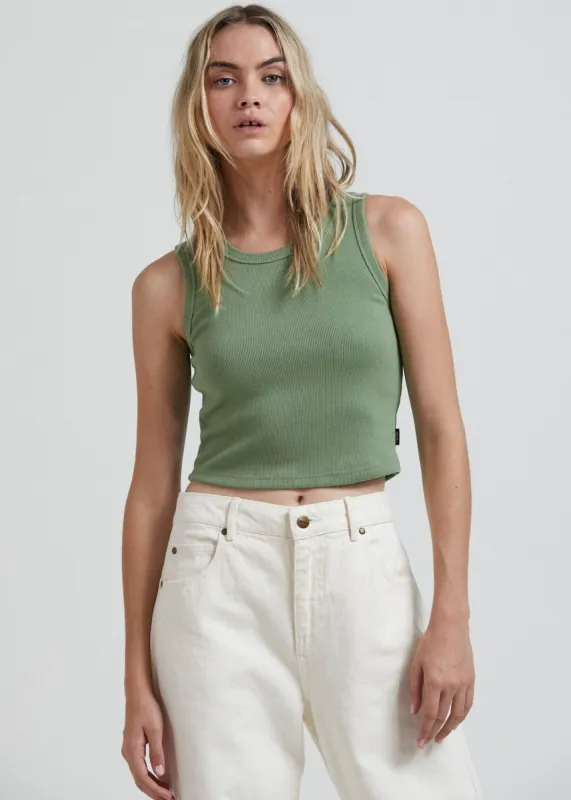 Afends Womens Jasmin - Hemp Ribbed Tank - Moss sold by Afends