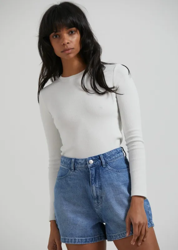 Afends Womens Harvey - Hemp Ribbed Long Sleeve Top - Off White sold by Afends