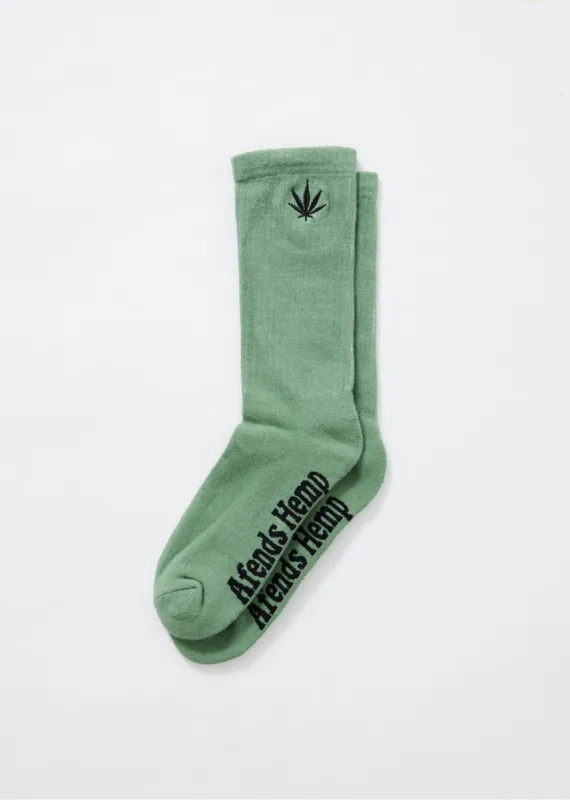 Afends Unisex Happy Hemp - Socks One Pack - Moss sold by Afends
