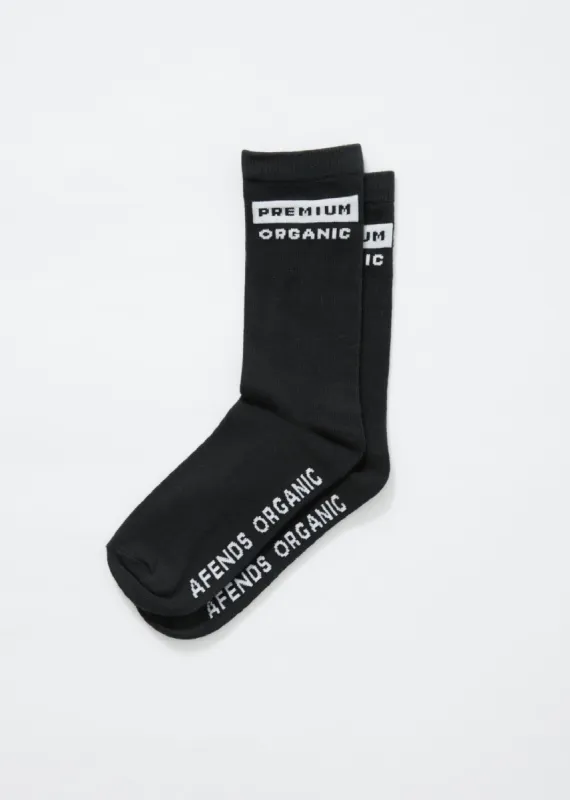 Afends Unisex Maximum - Organic Crew Socks - Charcoal sold by Afends