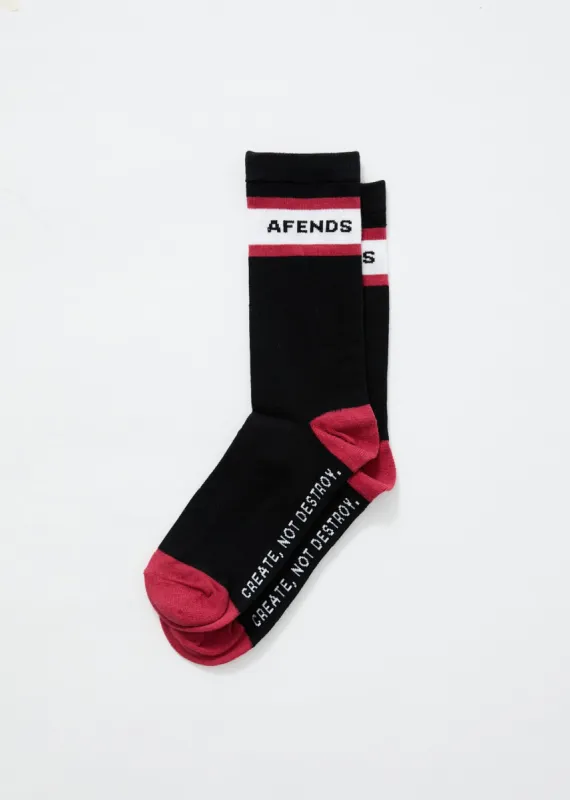 Afends Unisex Campbell - Recycled Crew Socks - Black sold by Afends