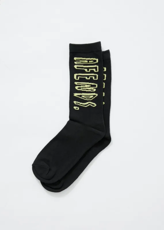Afends Unisex Rip In - Recycled Crew Socks - Charcoal sold by Afends
