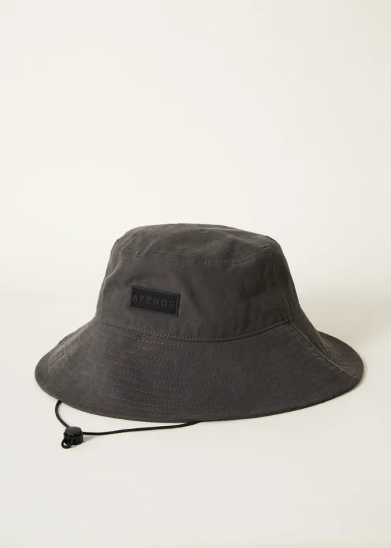 Afends Unisex Mass - Organic Wide Brim Bucket Hat - Charcoal sold by Afends